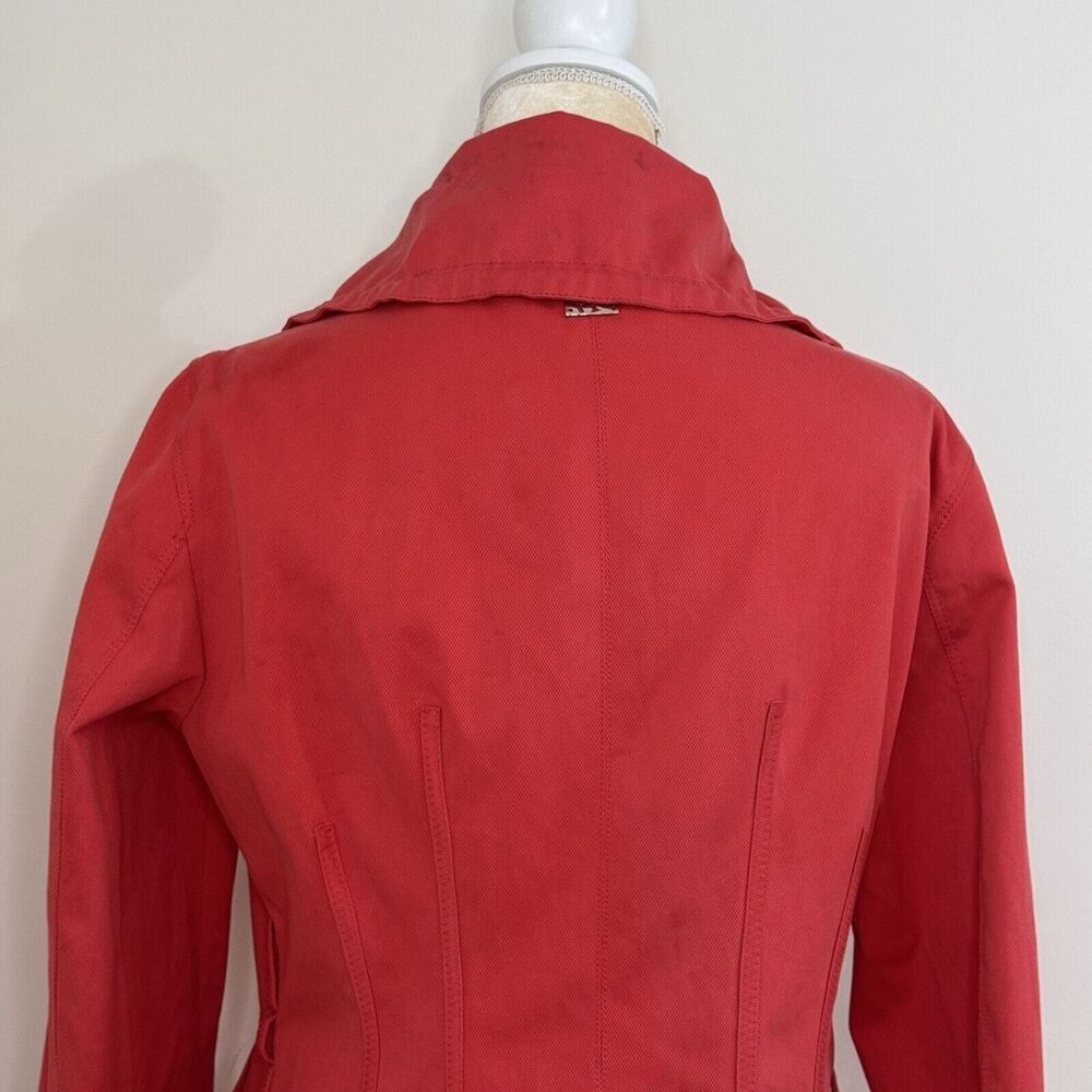 Carolina Herrera Cotton Spring Jacket Size Medium Red Coral Lined - Picture 9 of 15